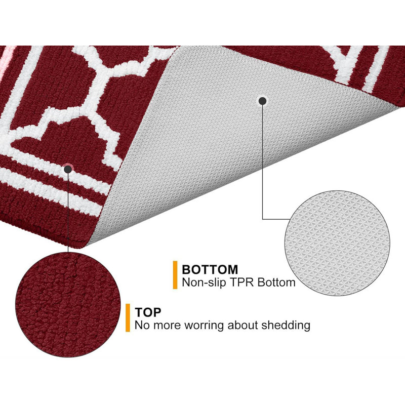 Washable Door Mats Indoor,Non-Slip Low Profile Doormat,80 Cm, Burgundy