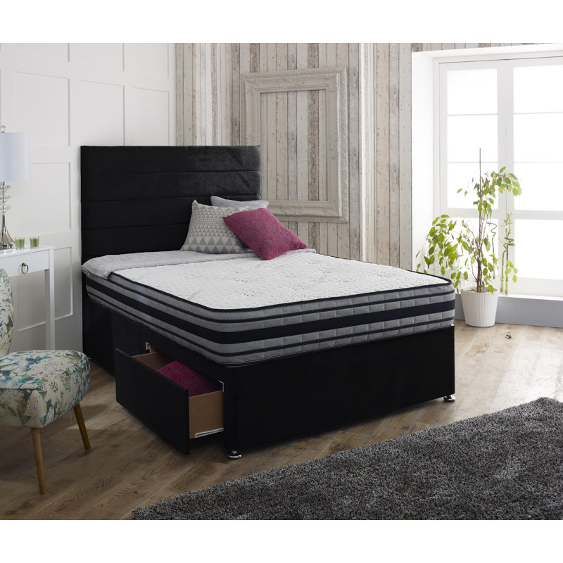 Kristine Divan Bed Base, No Drawer, Double (4'6), Black