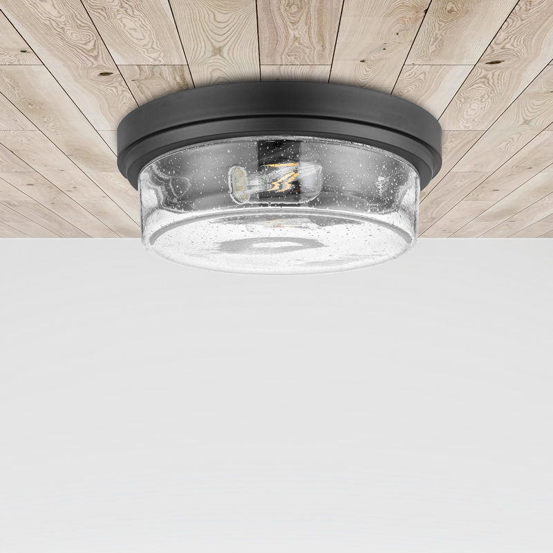 Madalyn Drum Indoor Flushmount Light, Bronze, Seeded