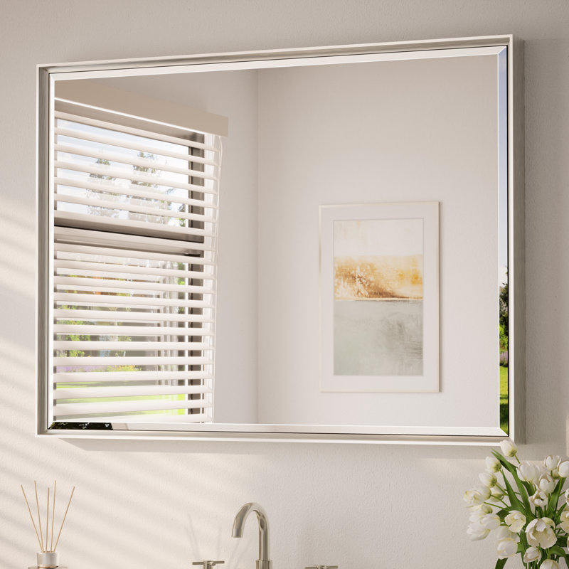 Miroir de salle de bain Areiona, 30 po x 40 po, Nickel brossé