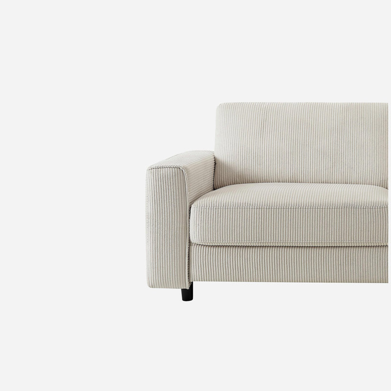 Canapé moderne en velours côtelé 3 places, H 33 po x l 86 po x P 32 po, Beige