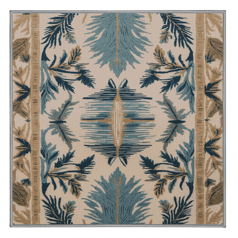 Machine Washable Nature Gray Area Rug, Square 5'