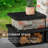 Sunjoy Quillen Outdoor Fireplace, Patio Wood Burning Fireplace with Steel Chimney, Mesh Spark Screen Doors and Fire Poker-1862975778
