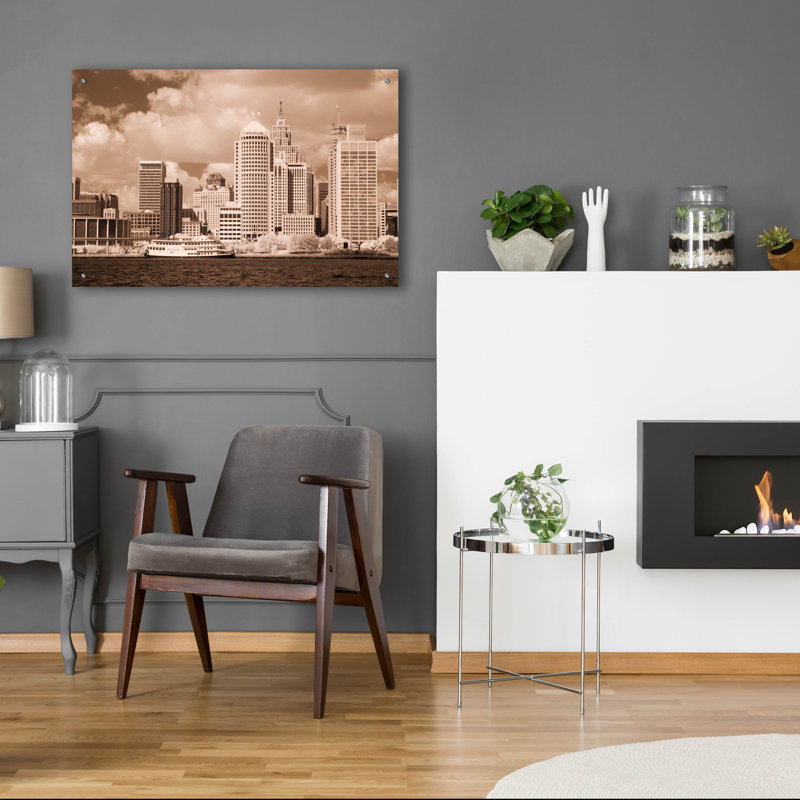 «Detroit Skyline, Michigan 07» par Monte Nagler, H 24 po x l 36 po x P 0,2 po