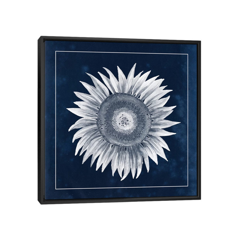 « moon fleur i », impression sur toile, H 37 po x l 37 po x P 1,5 po, Toile avec cadre flottant noir, Pas de tapis