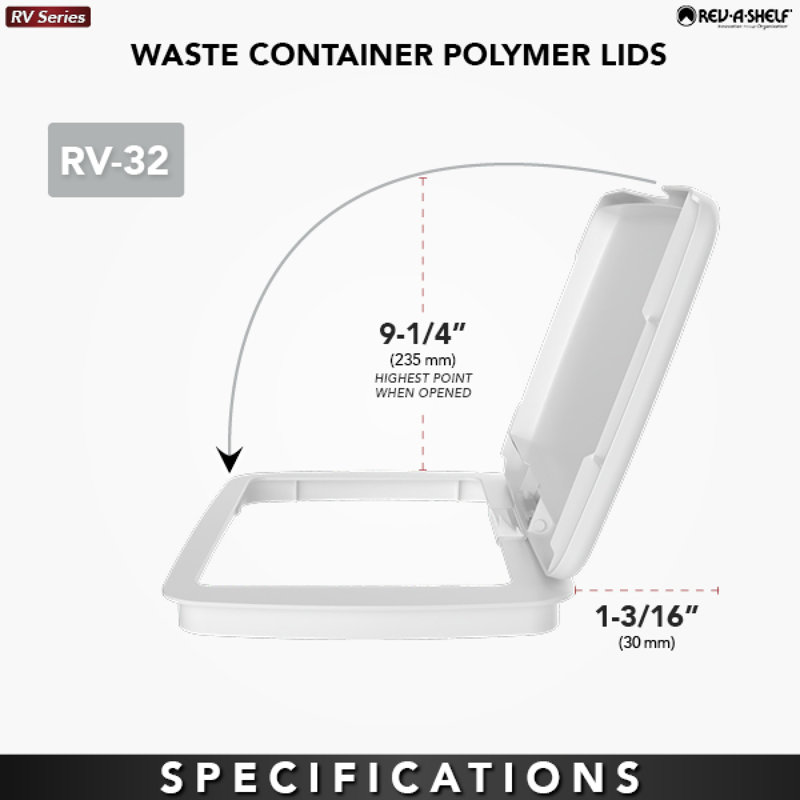 Polymer Lid For Rev-A-Shelf 32 Qt. Waste/Trash Containers, White