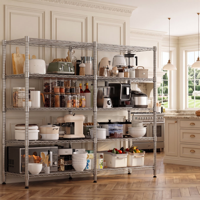 182.88 cm W Steel Shelving Unit, Silver