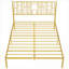 Structure de grand lit plateforme en métal avec tête de lit en fer, aucun sommier nécessaire, capacité de 800 lb, or pour chambre d'amis