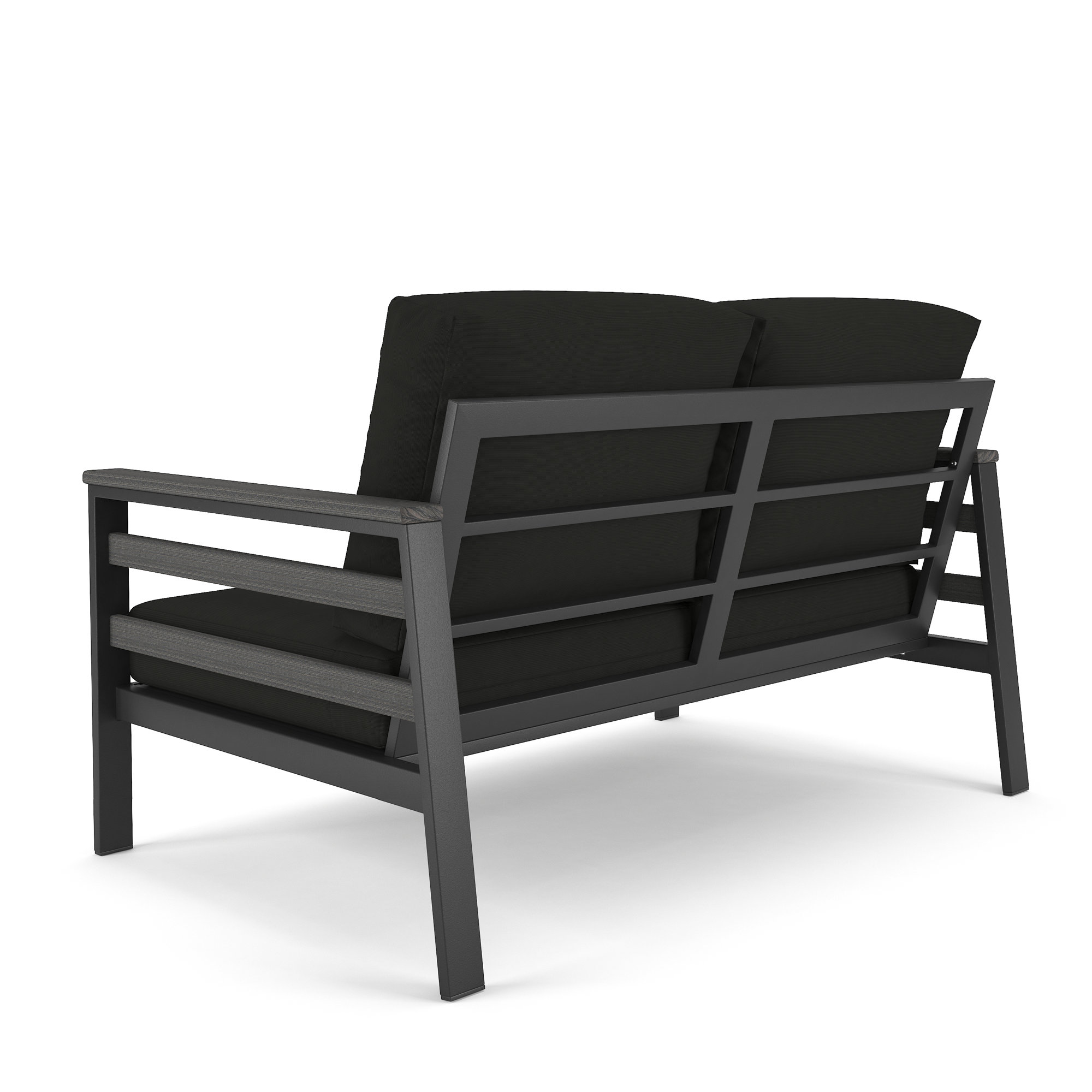 Townsend 55'' Wide Outdoor Loveseat with Sunbrella® Cushions, Canvas Black Sunbrella® Canvas, Dark Gray