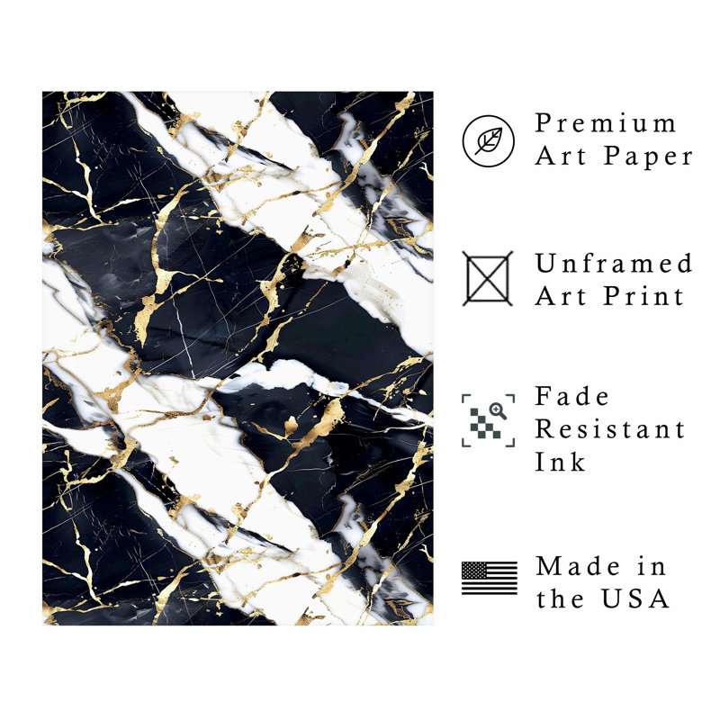 «Abstract Geode Black», reproduction d'art moderne sans cadre, H 30 po x l 20 po