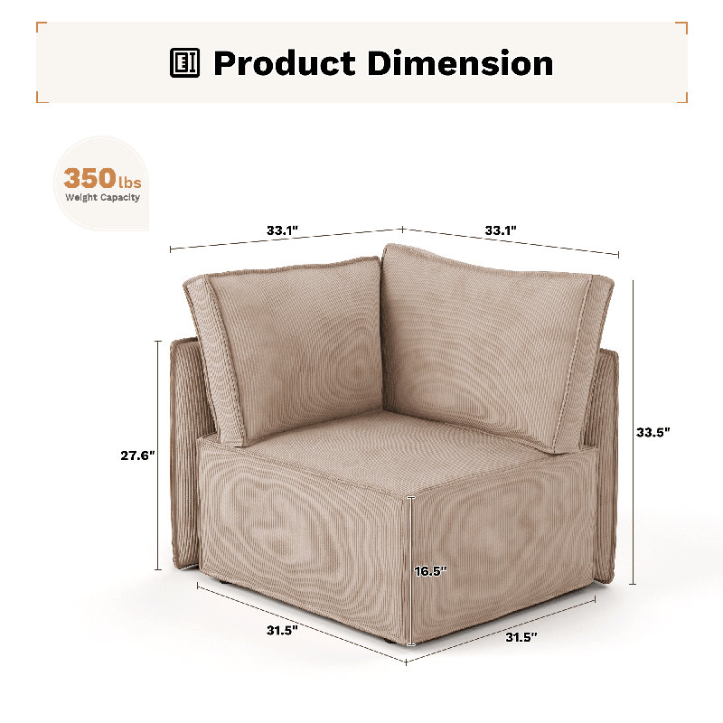 Fauteuil d'appoint modulaire Bennett, Tanné