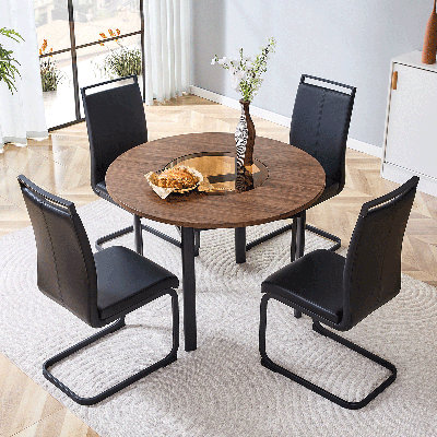42"Round Dining Table Set For 4, Dining Room Table Set, 5-Piece Kitchen Table And Chairs Set, For Living Room, Small Space (Include 4 Chairs)
