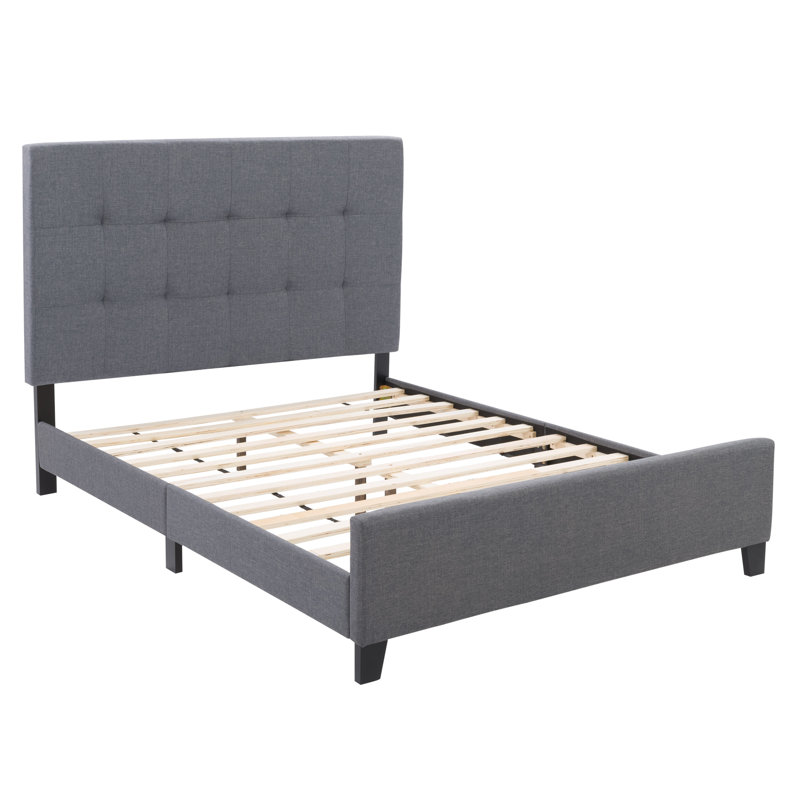 Upholstered Slat Bed, Gray, Full/Double