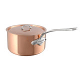 Mauviel M'heritage 150 S Copper Sauce Pan With Lid, Cast Stainless Steel Handles, 0.9-Qt