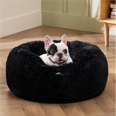  Calming Dog Bed - Donut Washable Pet Bed, Anti-Slip Round Fluffy Plush Faux Fur Cat Bed