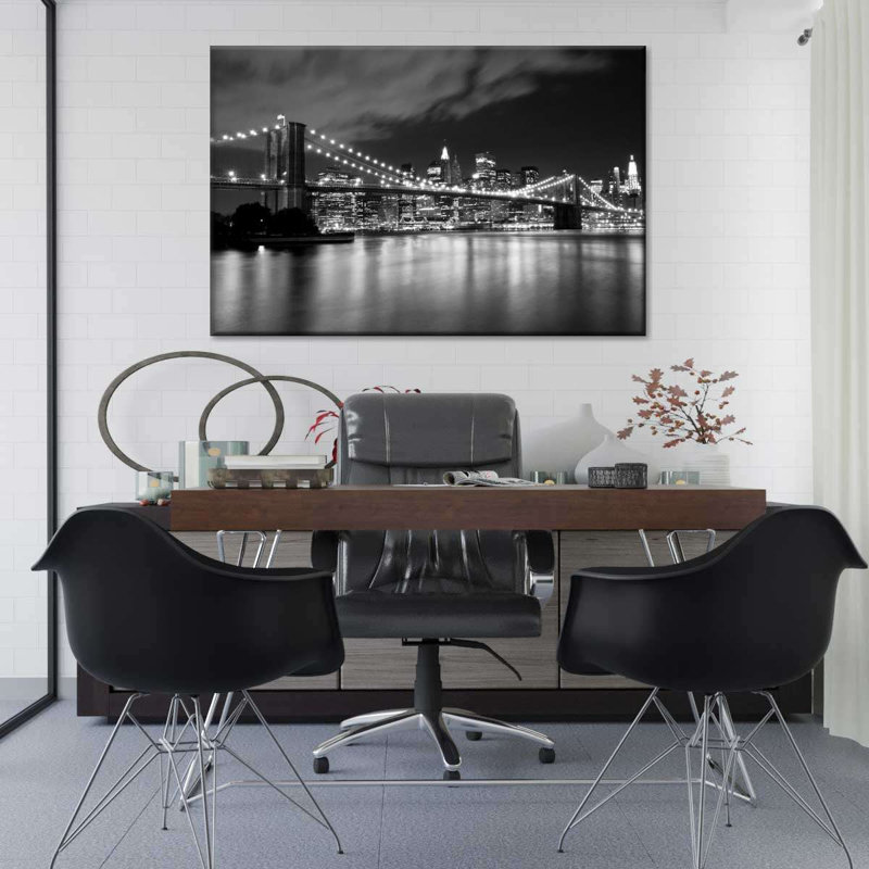 Impression sur toile Brooklyn Bridge At Night, H 32 po x l 48 po x P 1,25 po