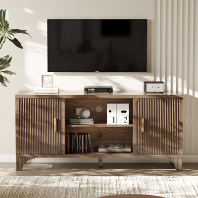 Mid Century Modern Tv Stands For Living Room, Boho Media Console For Bedroom, Tv Entertainment Center With Storage, Wood Television Cabinet by Lark Manor