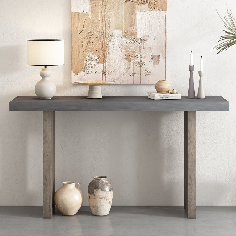 Console en placage de chêne avec formes latérales distinctives pour l'entrée, le couloir ou le salon | Idée de cadeau