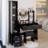 Full Body Mirror Cabinet + Round LED Vanity Table + Cushioned Stool, 17\-1080785549