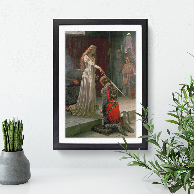The Accolade by Edmund Leighton - Picture Frame Painting on MDF, 36cm H x 27cm W x 2cm D, Black
