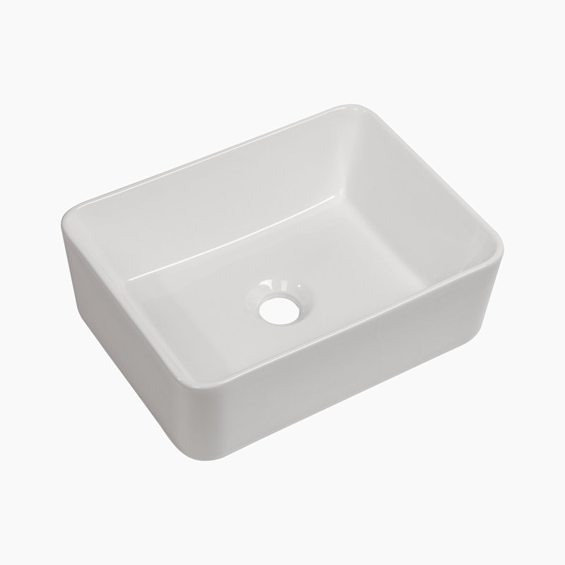 Hewei 12'' White Ceramic Rectangular Vessel Bathroom Sink