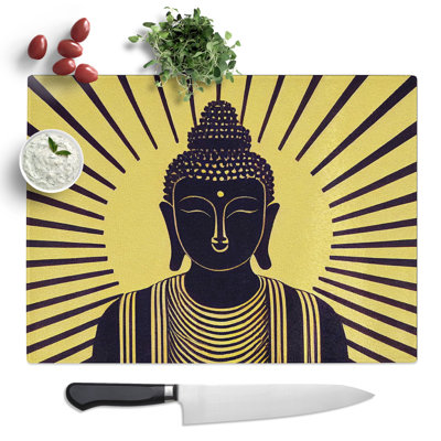 Magnetic Buddha  Glass Chopping Board