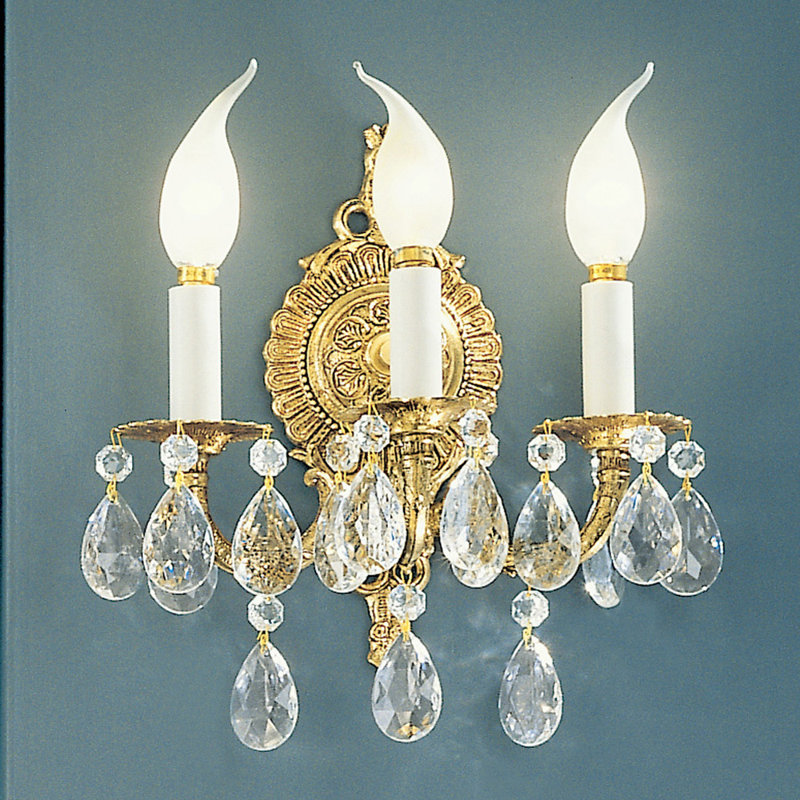 Lampe murale bougie 3 lumières Ewalt, Bronze du vieux monde