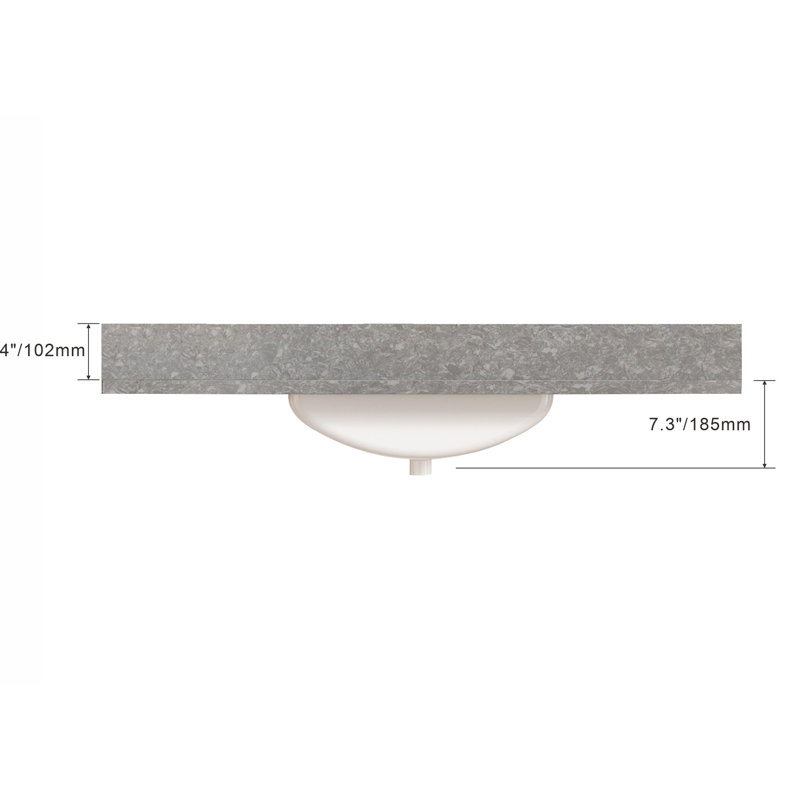 37'' White Ceramic Single Bathroom Vanity Top with Sink