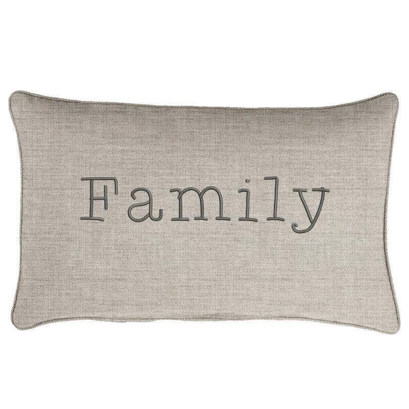  Coussin brodé lombaire intérieur / extérieur Family Sunbrella®, Argent coulé