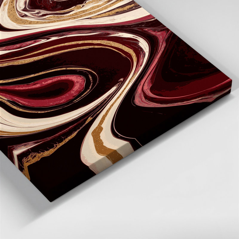 Abstrait art fluide sur toile brune 71, H 14 po x l 11 po
