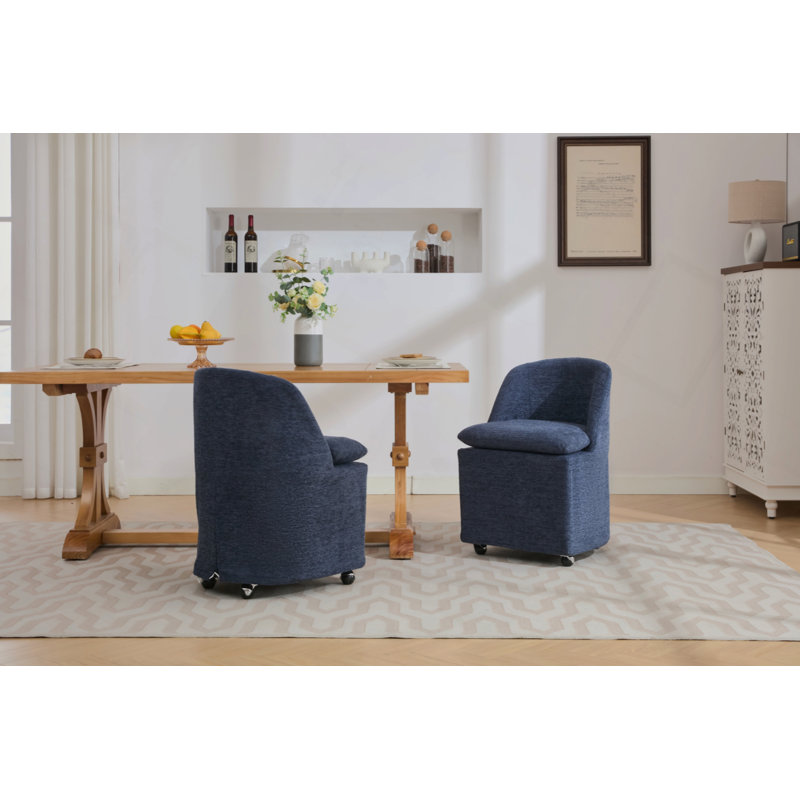 Chaises de salle à manger Kendrick avec roues universelles, Bleu