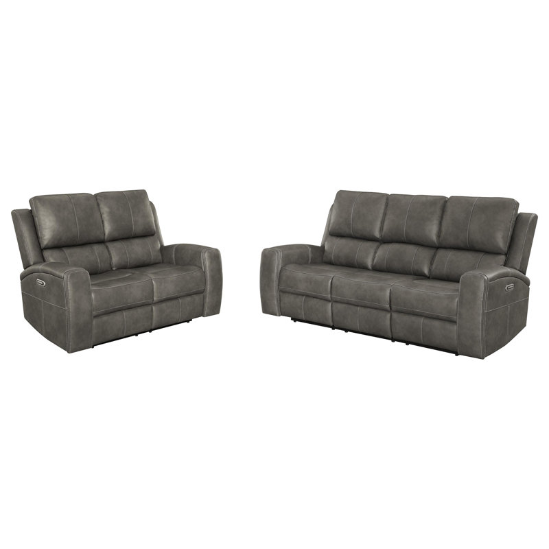 Ensemble de canapés inclinables électriques 3 pièces Hein Gris anthracite, Gris anthracite