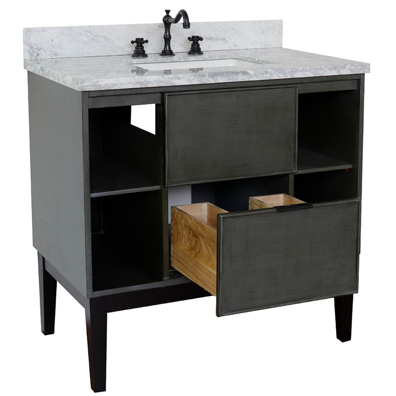Ensemble de meuble-lavabo simple 37 po Bodway, Marbre de Carrare blanc