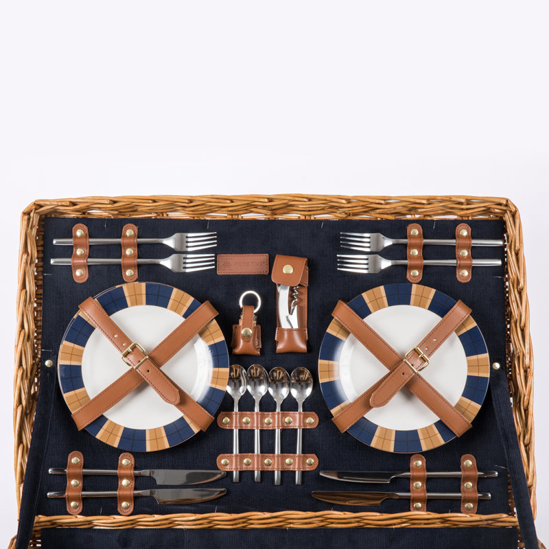 Grand panier en osier de luxe avec ensemble de pique-nique Windsor