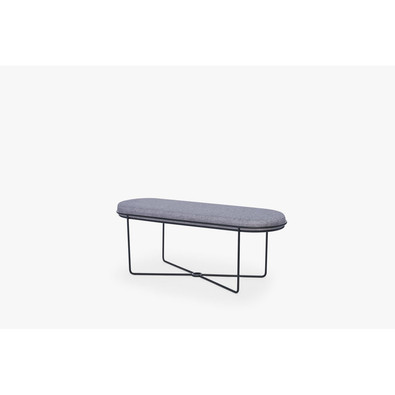 Ariss 120cm Wide Oval Solid Colour Standard Ottoman, Grey, Black