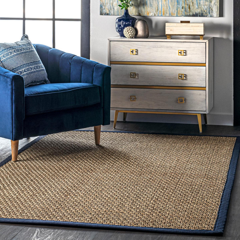Tapis intérieur / extérieur bleu marine Berke, Tapis de couloir 2 pi 6 po x 6 pi