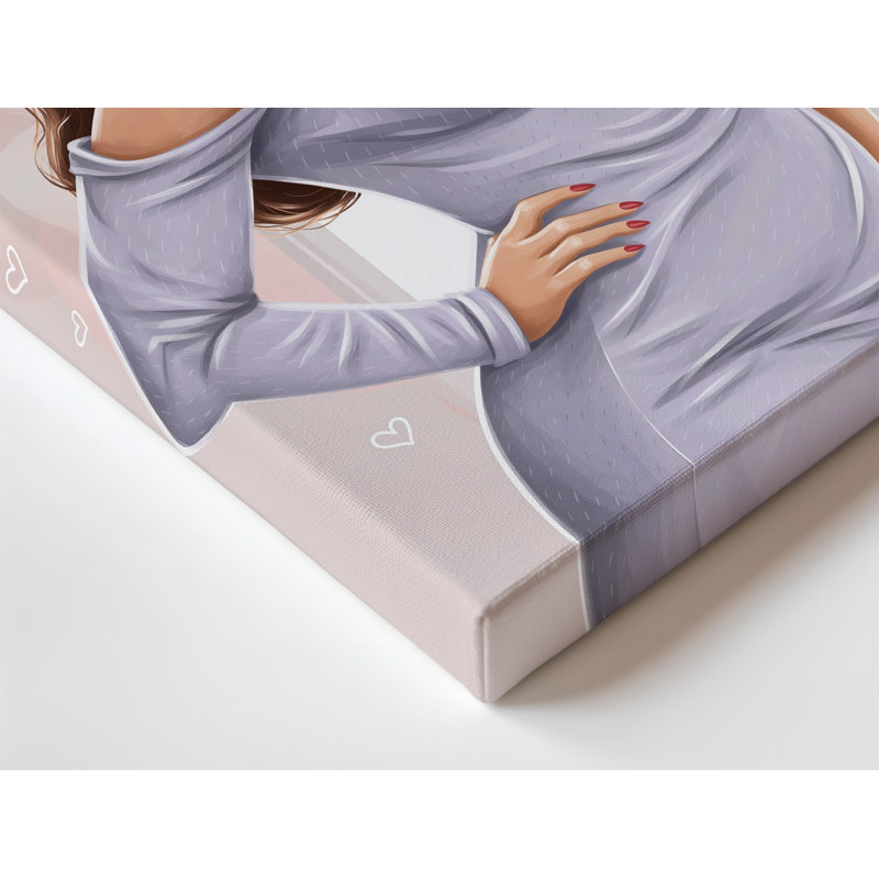 Toile, création d'une illustration mettant en vedette une femme confiante et sinueuse avec un long art mural