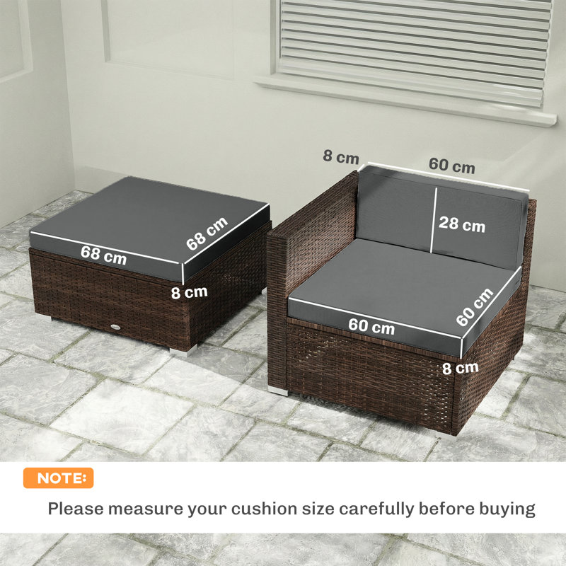 Outsunny 7-Piece Patio Furniture Cushions Water-Repellent, Grey