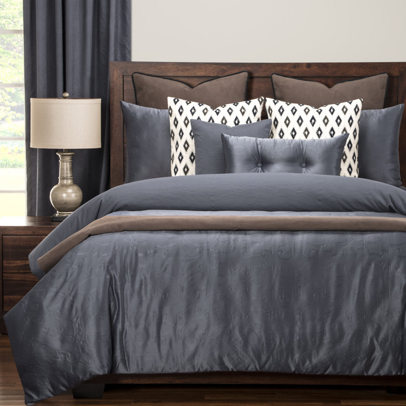Gateway Traditional Satin Duvet Cover & Insert, Queen, Denim