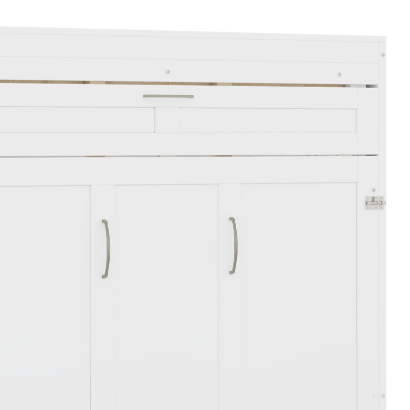 Lit escamotable mural avec tablettes Murphy, Lit double, Blanc