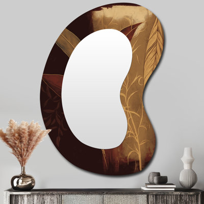 Terra Cotta Chocolate Leaves VI - Forest 3D Shapes Irregular Traditional Large Wall Mirror
