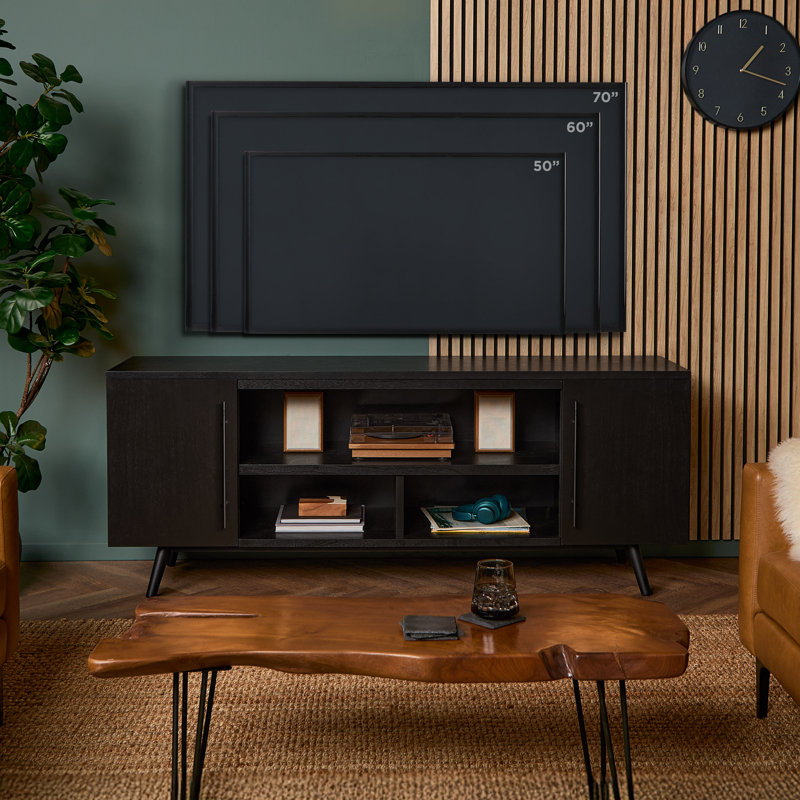 Morris 72 inch TV Stand in Black by Real Flame for TV's up to 70 inches, Black