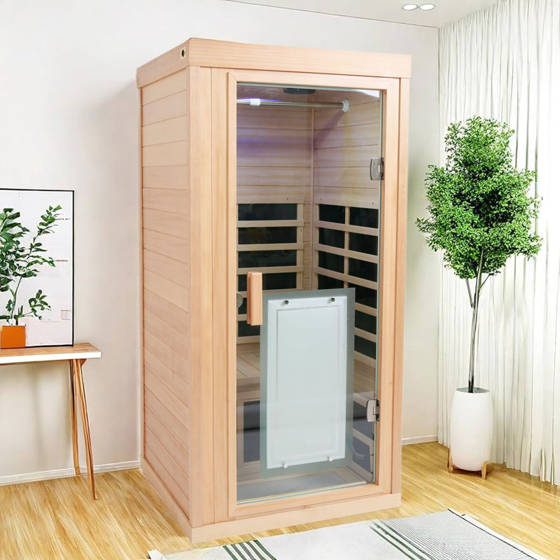 Sauna infrarouge lointain pour 1 personne compatible Bluetooth, Pruche