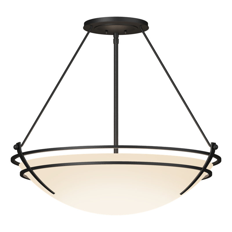 Tryne Semi Flush Mount, Black, Opal, 23.7" H x 28.6" W x 28.6" D