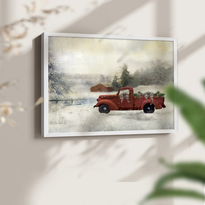 Red Barn Winter -Framed Print - Restickable