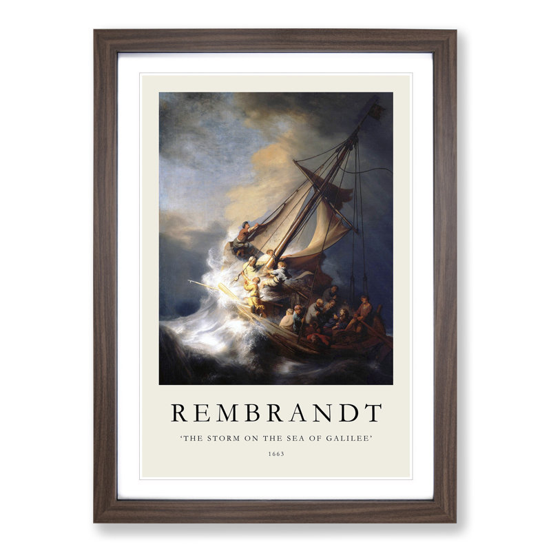 Christ in the Storm of Galilee by Rembrandt Van Rijn - Picture Frame Art Prints, Walnut, 48cm H x 36cm W x 2cm D