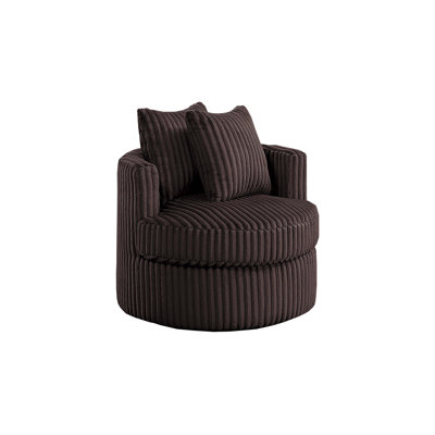 Upholstered Chocolate Fur-Like Corduroy 360-Degree Swivel Chair