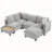 90" U-shaped Sectional Sofa Modular Sofa Couch with a Movable Ottoman , a Coffee Table with Hidden Charging Devices for Living Room-790414989