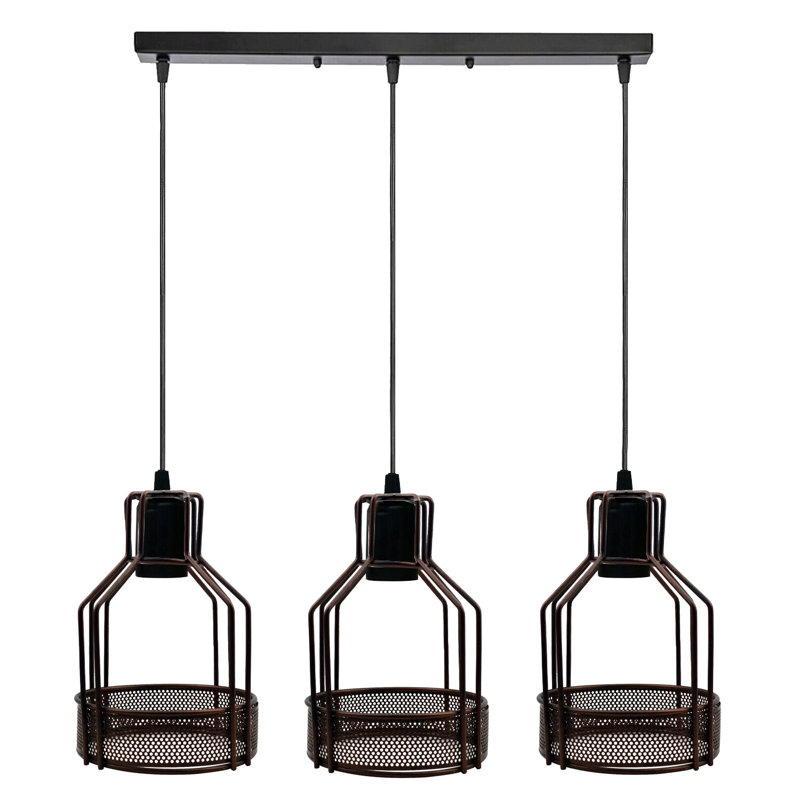 Elitia 3 - Light Black Kitchen Island Pendant, No, Rustic Red