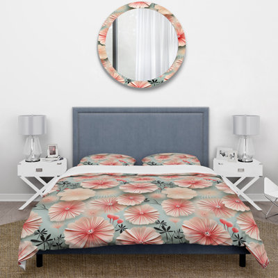 Ensemble de housse de couette motif coquillage rose